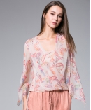 Flowers Printed silk Chiffon top